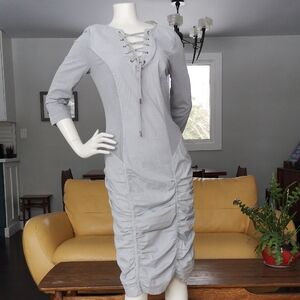 Wearables cotton dress w skirt ruching